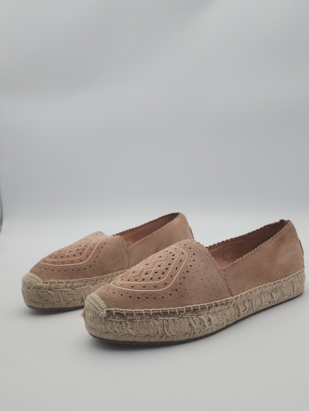 UGG Heidi Perforated Platform Pink Suede Espadrille Moccasin Size 11